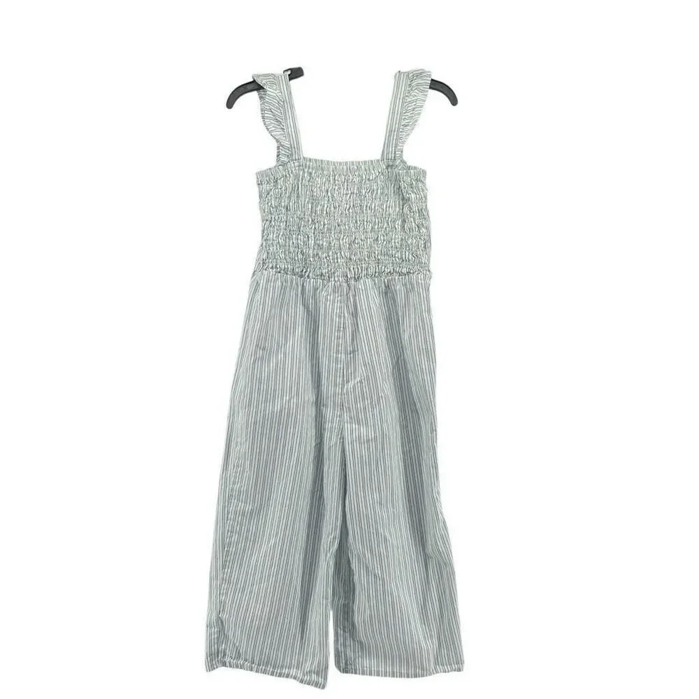 Carter’s Girls Blue Striped Smocked 100% Cotton Sleeveless Jumpsuit Size 5